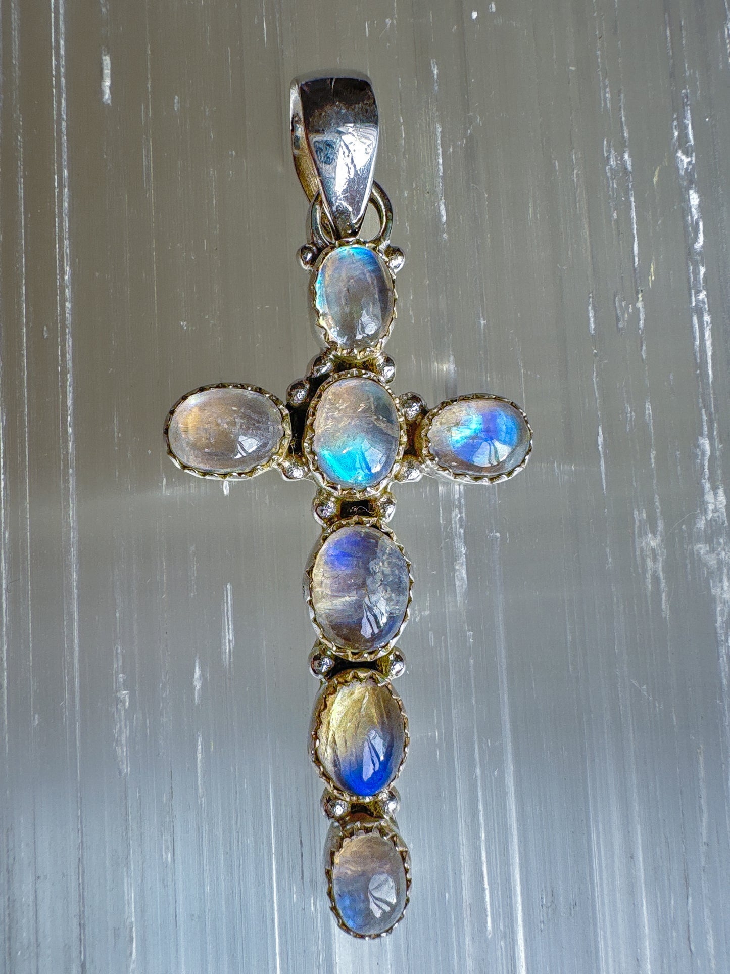 Moonstone Radiant Cross Pendant