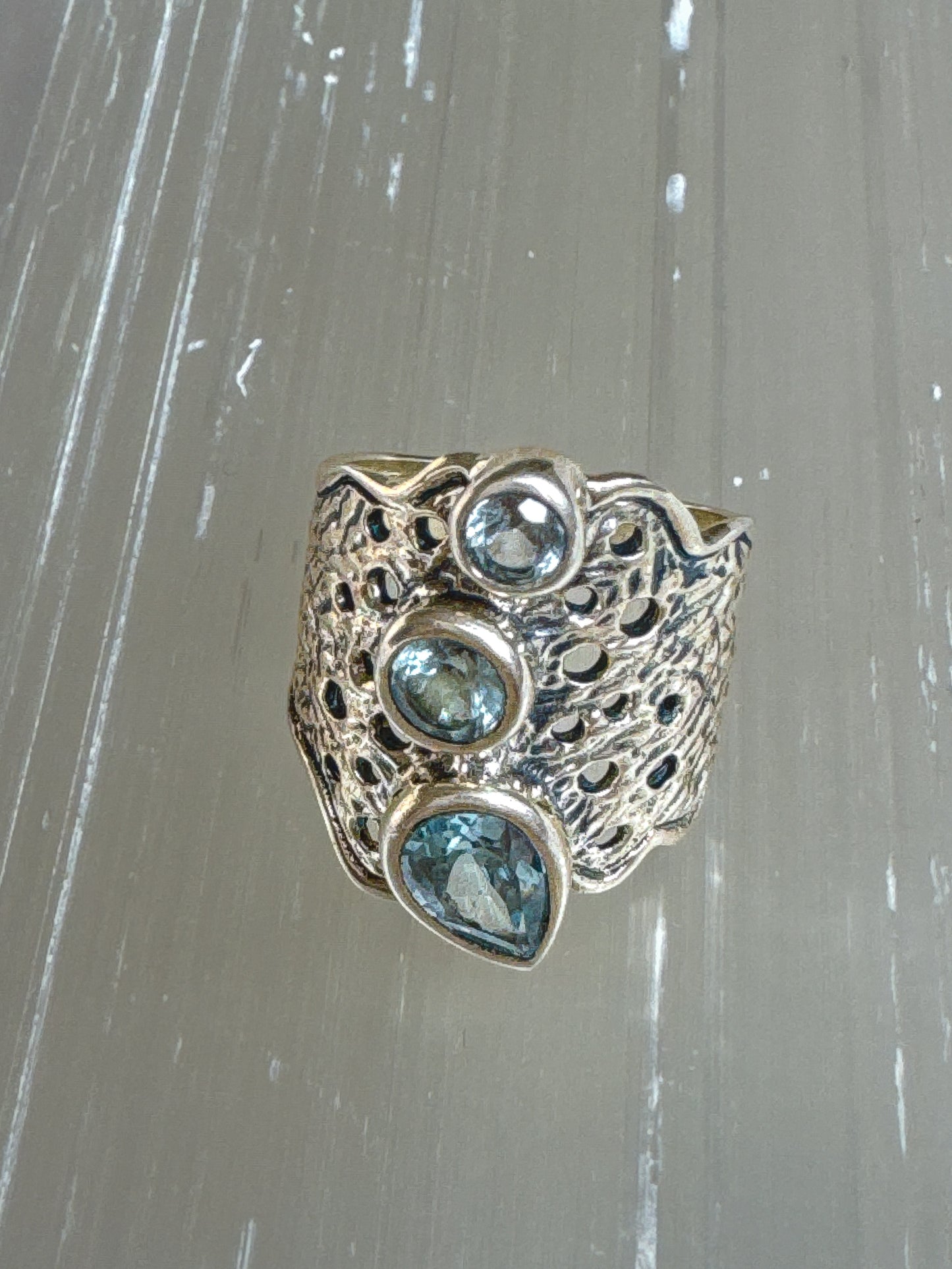 Aquamarine Ripple Ring