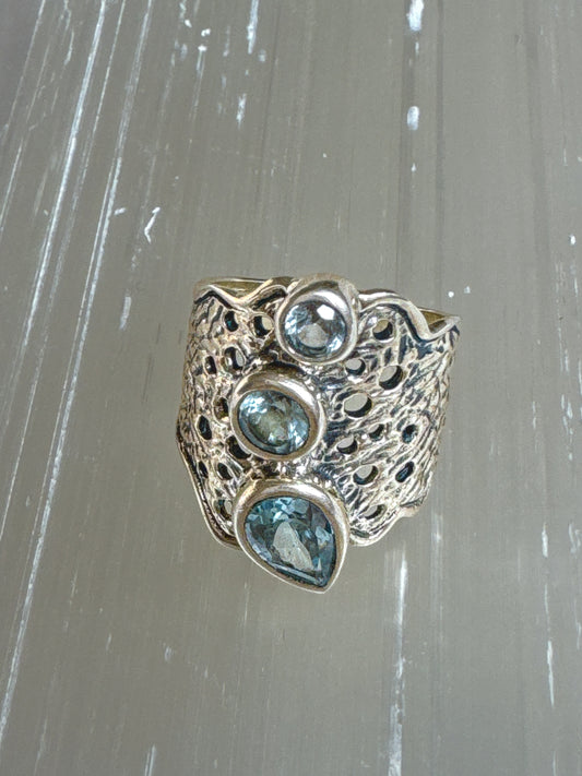 Aquamarine Ripple Ring