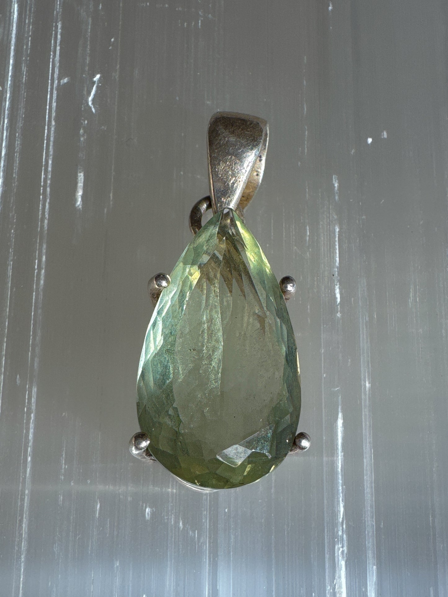 Green Amethyst (Prasiolite) Teardrop Pendant
