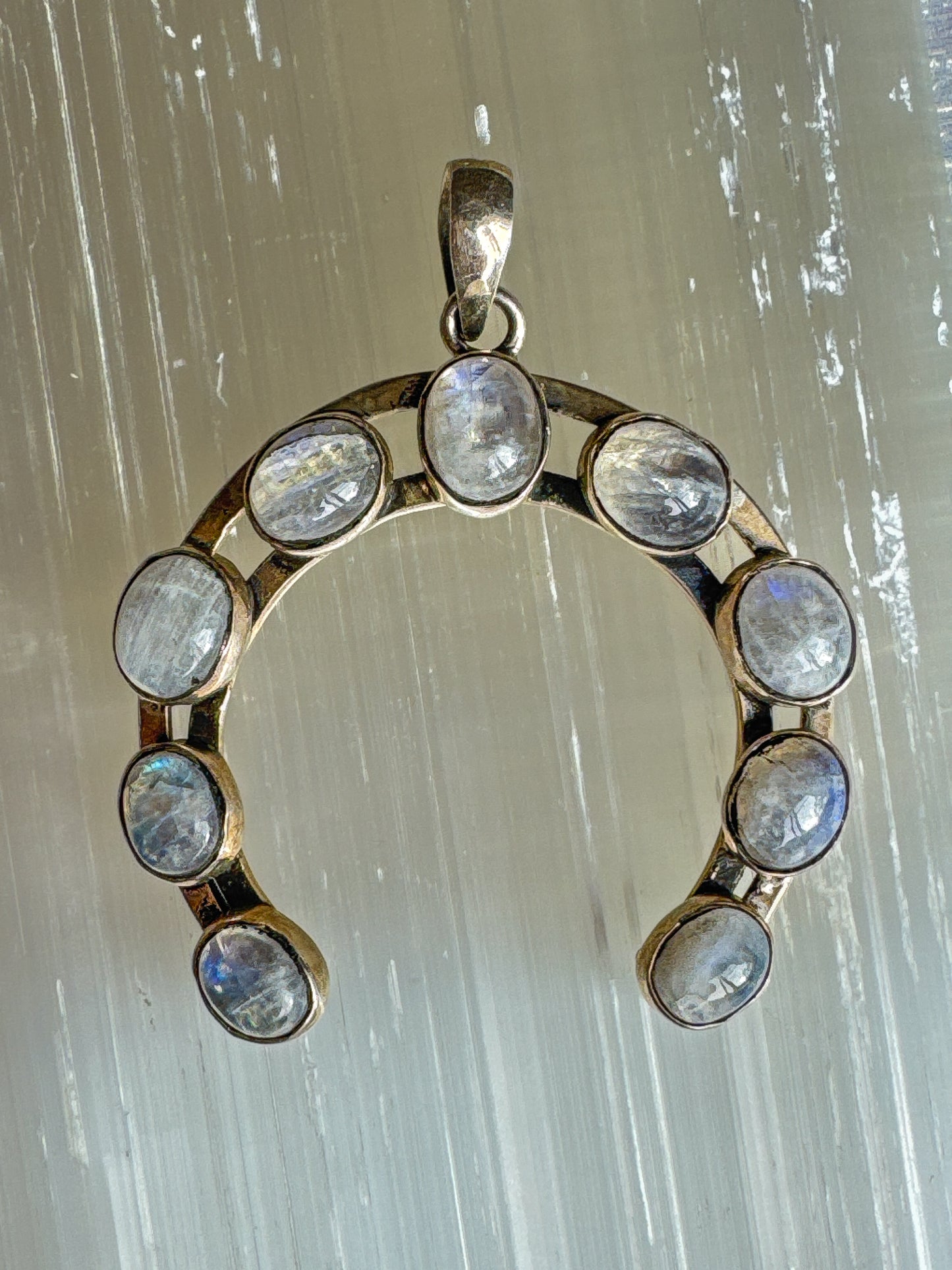 Lunar Crescent Moonstone Pendant