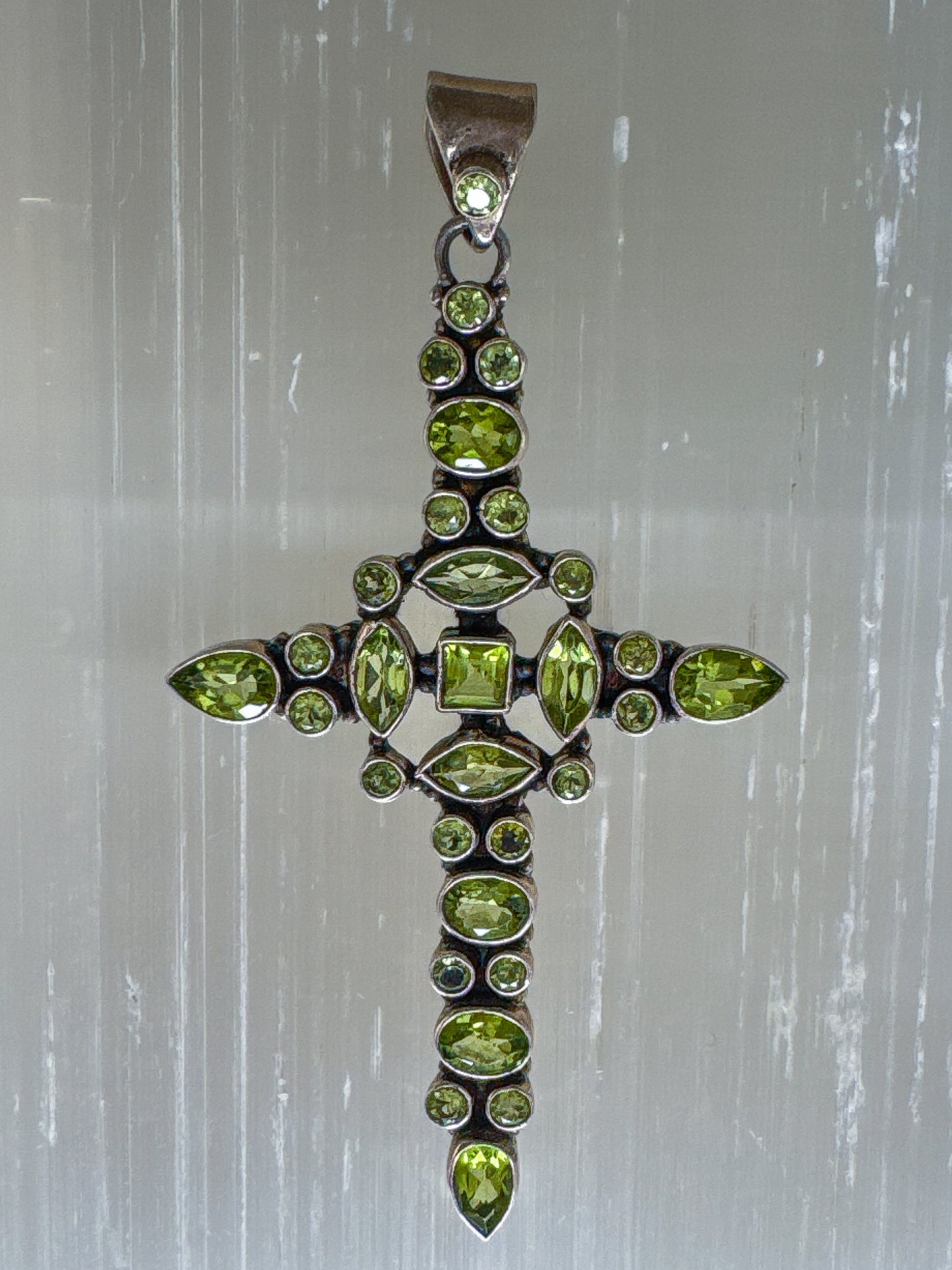 Verdant Cross Peridot Pendant