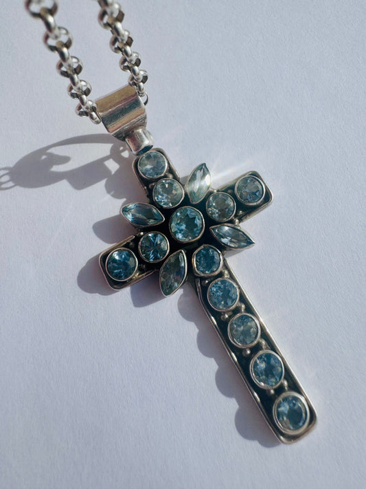 Aquamarine Cross Talisman Pendant