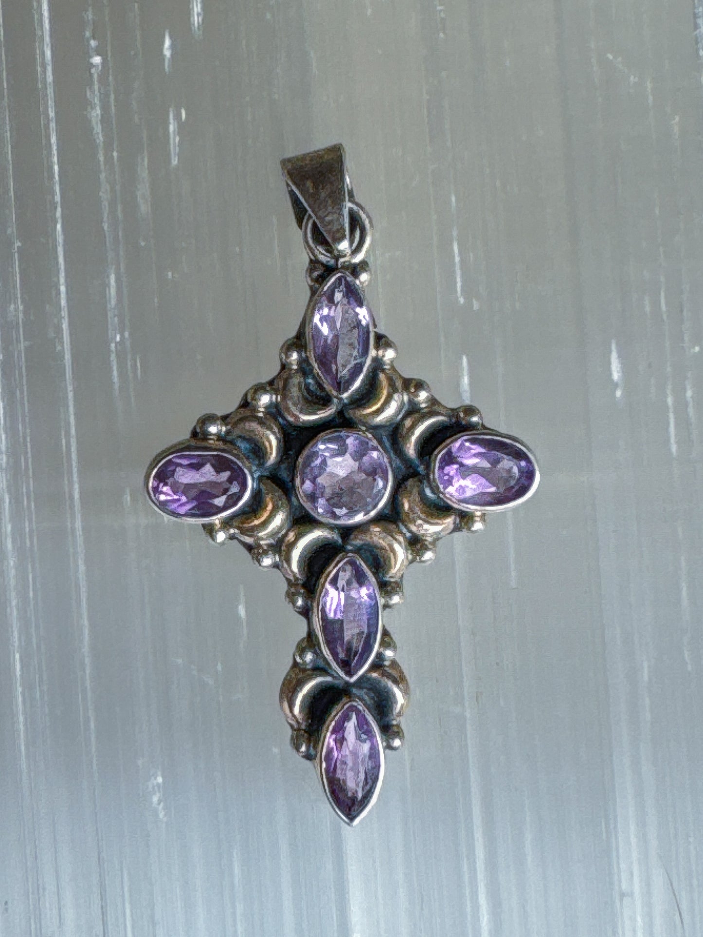 Purple Flame Amethyst Heart Pendant