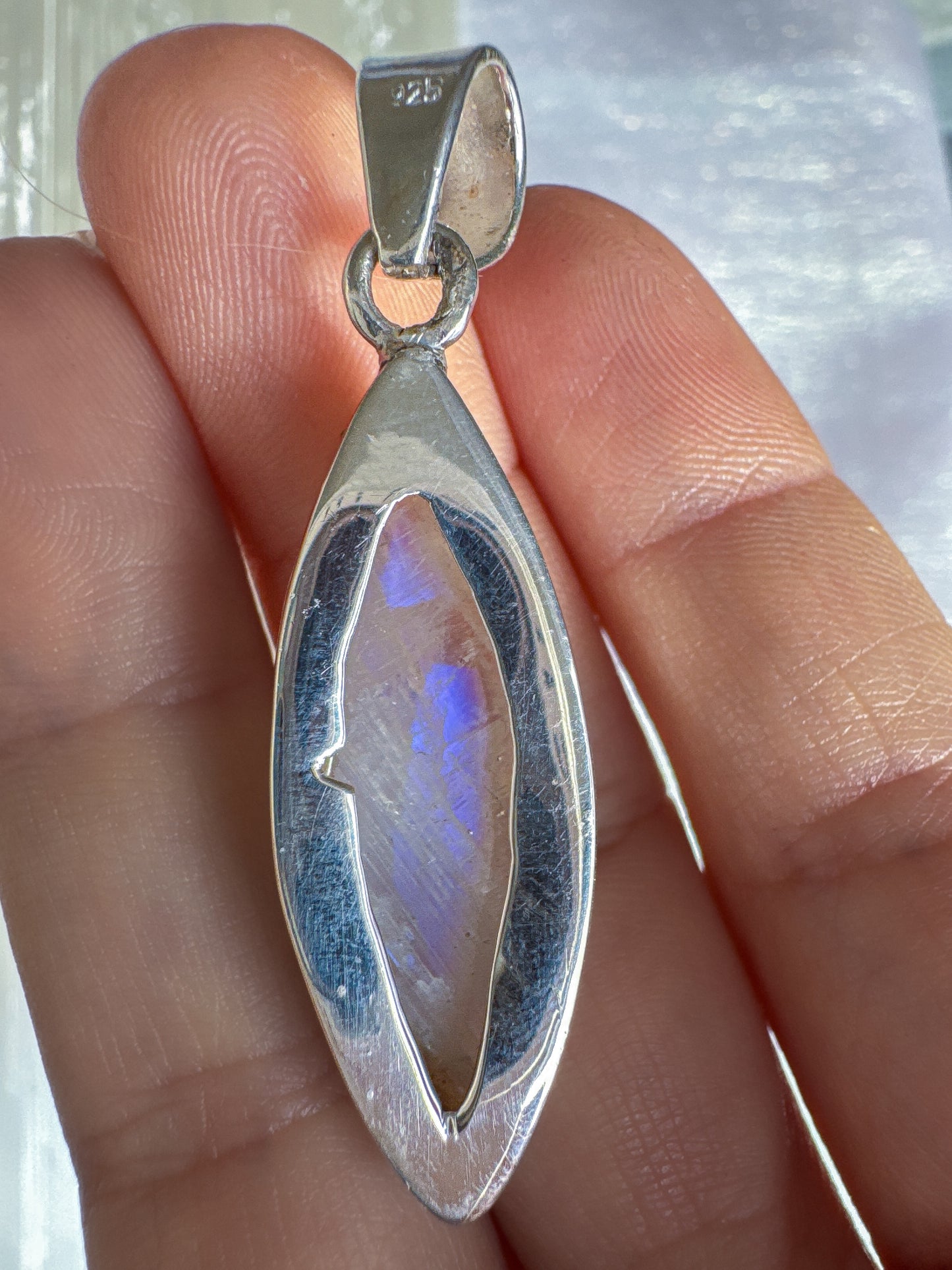 Moonlit Glimmer Rainbow Moonstone Pendant