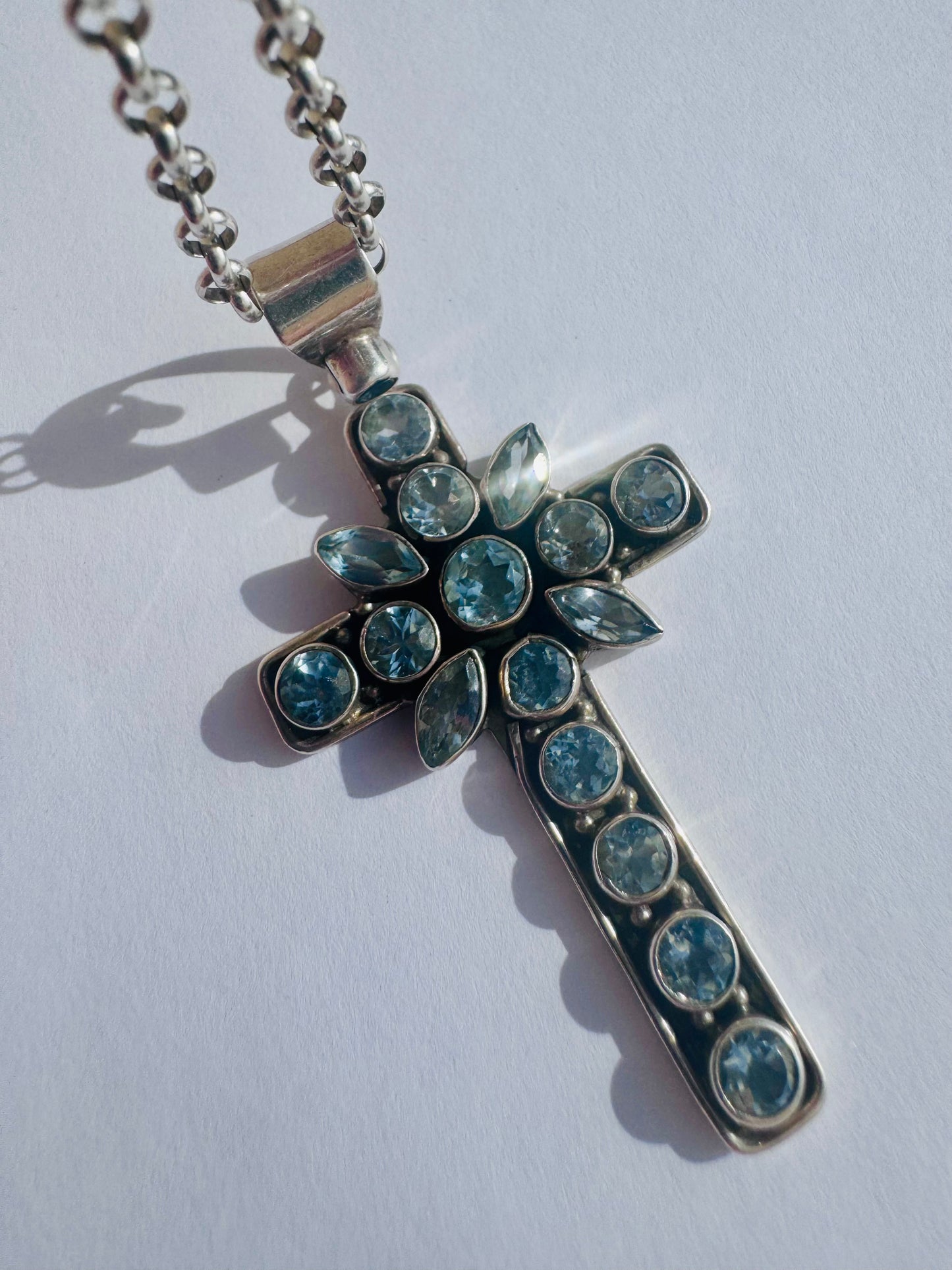 Aquamarine Cross Talisman Pendant