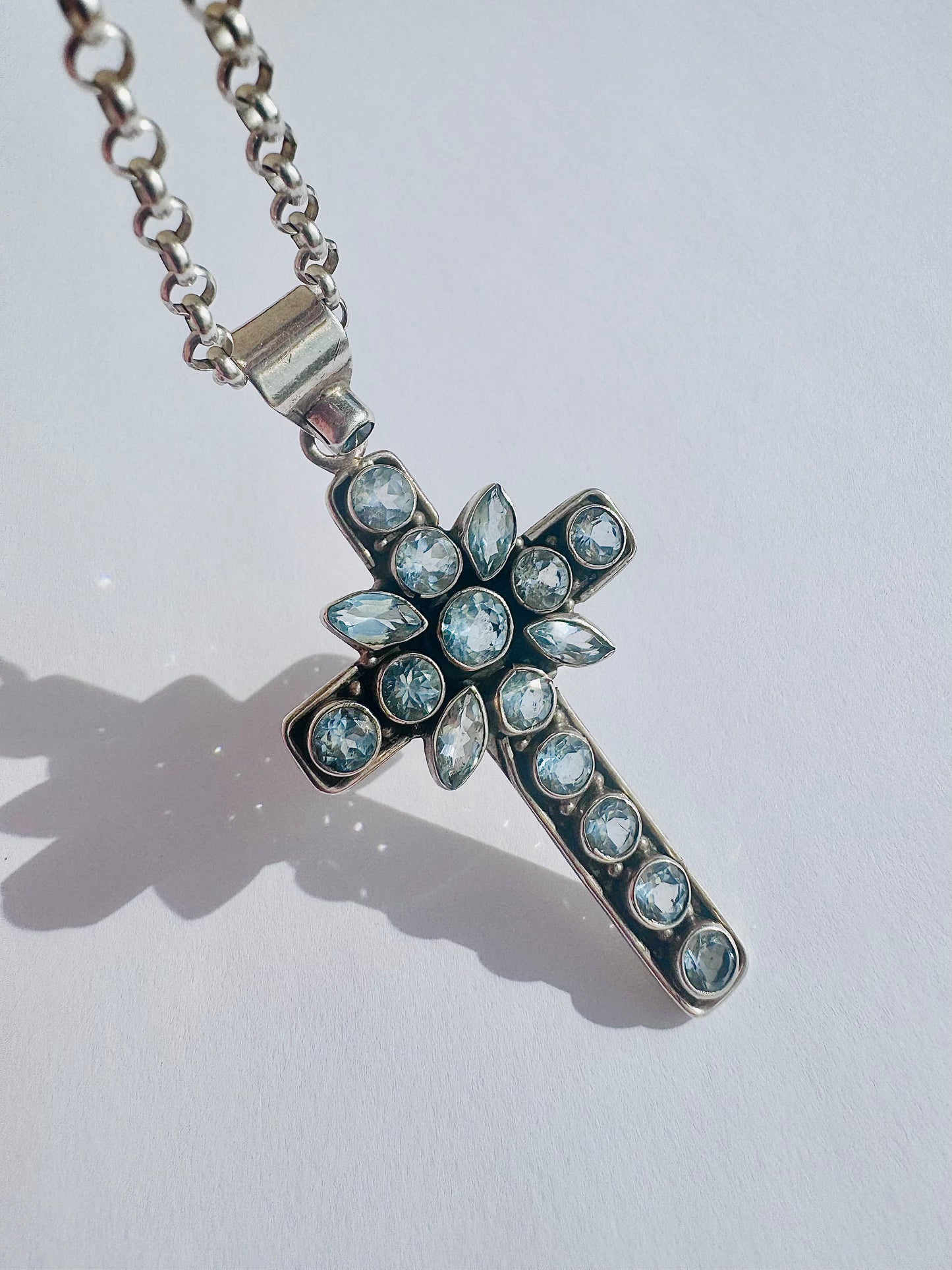 Aquamarine Cross Talisman Pendant