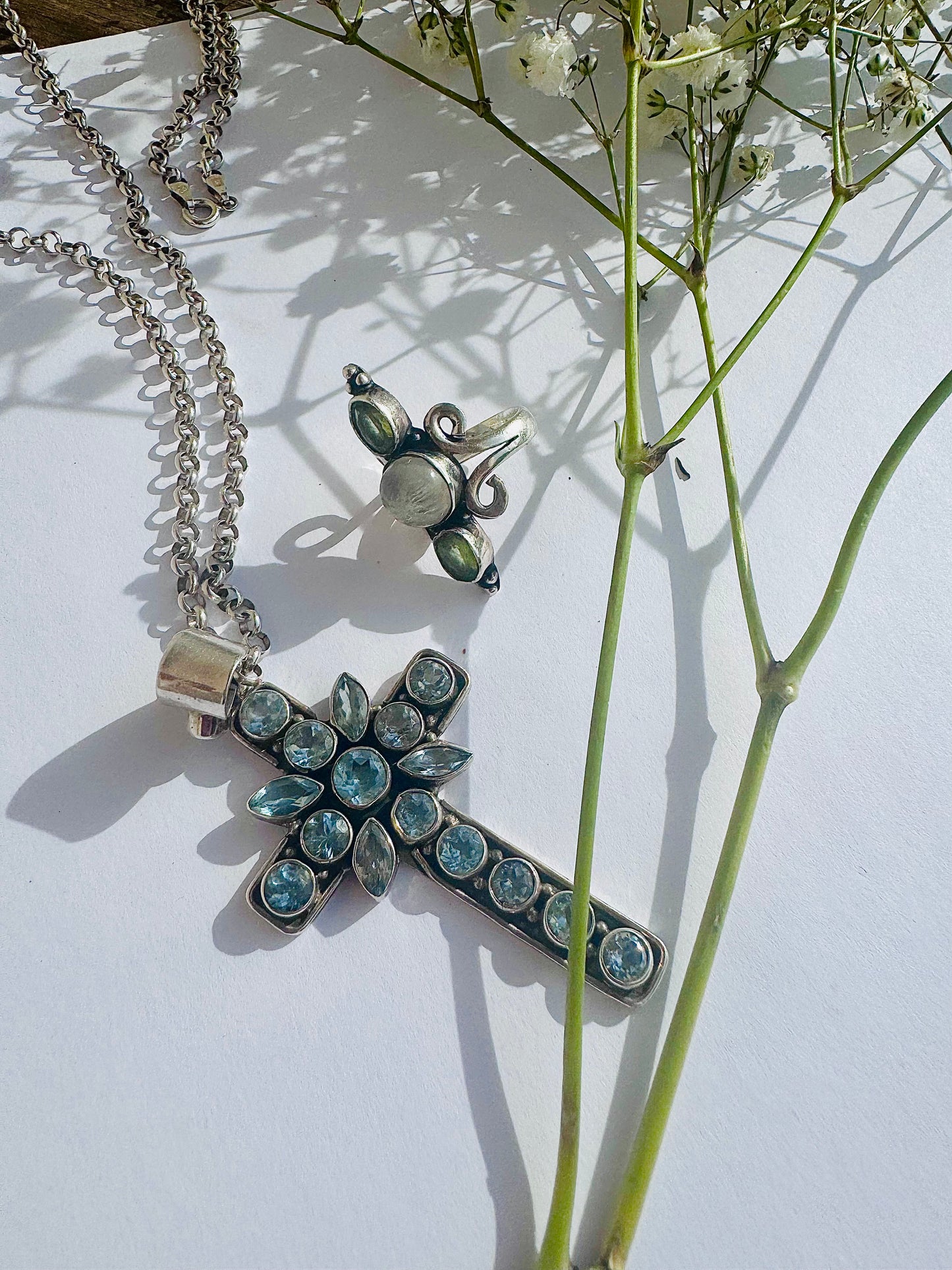 Aquamarine Cross Talisman Pendant