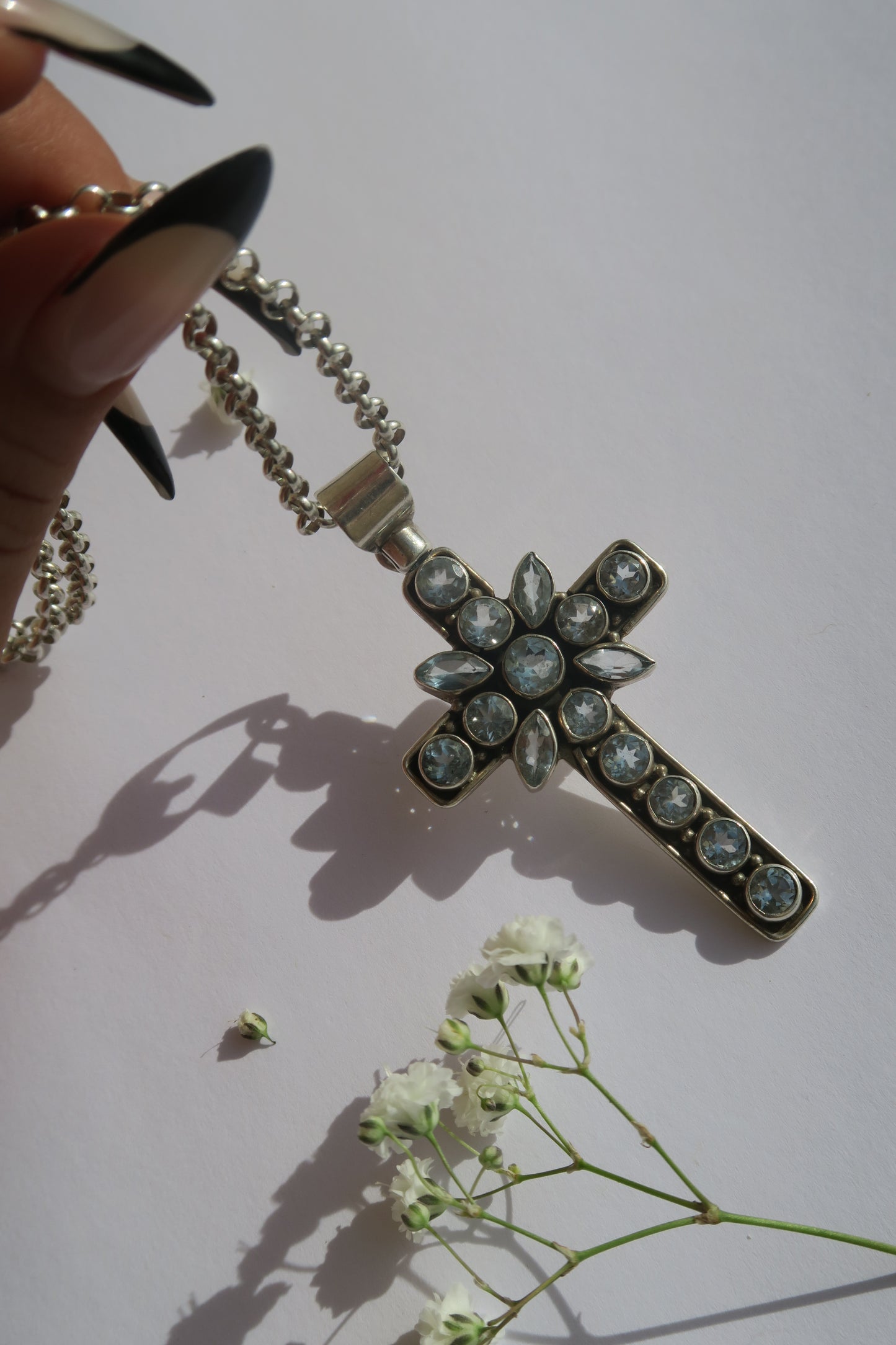 Aquamarine Cross Talisman Pendant